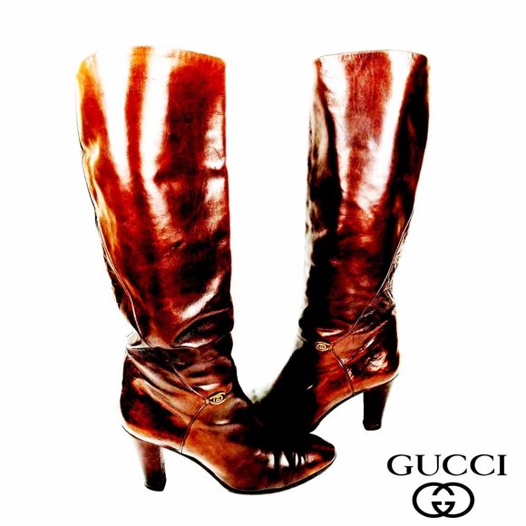 Gucci Shoes - Gucci Vintage Riding Boots Brown Leather